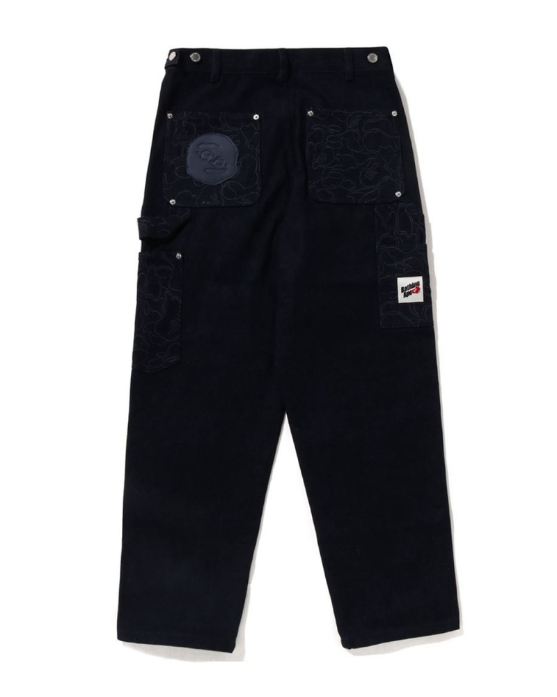 Jean Bape Line Patch Denim Double Knee Travail Bleu Marine Bleu Homme | UMZ-51240294